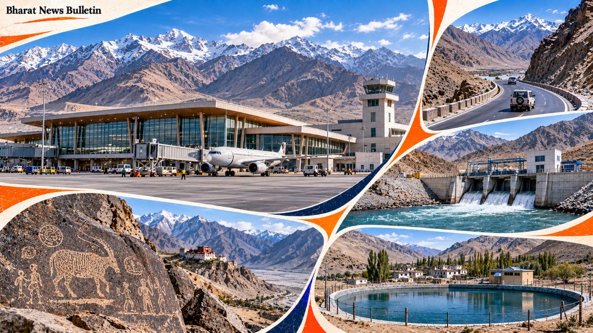 Ladakh infrastructure development including mountain roads and regional facilities