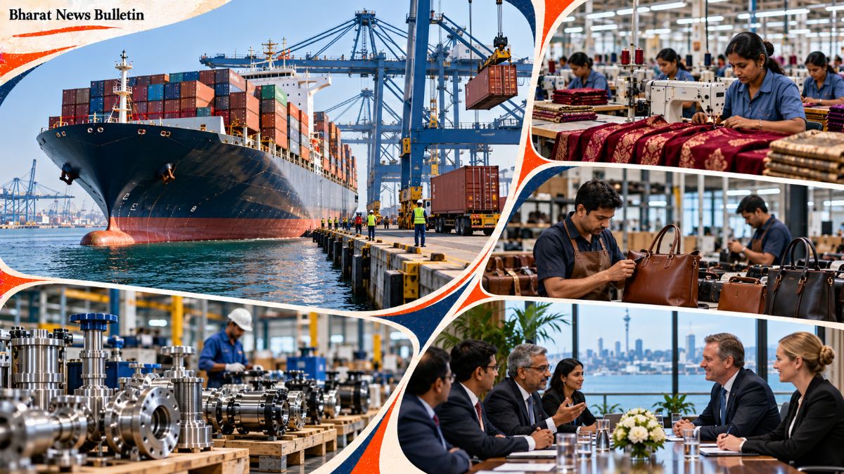 Container ship and export cargo representing the India-New Zealand free trade agreement